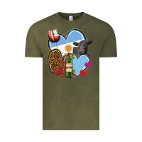 Vintage Olive Argentina hearts Vintage Tee - NancyCooperArtShop