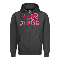 Charcoal Heather Brave and strong Cancer Awareness Zipper Hoodie - HowdyJamesFarm
