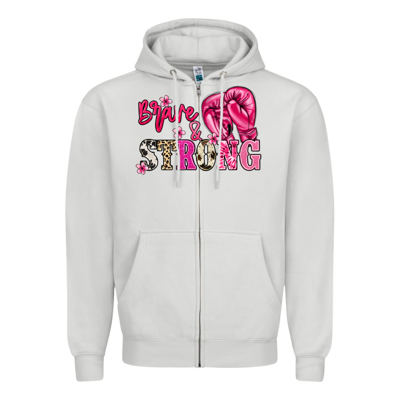 Brave And Strong Cancer Awareness Zipper Hoodie by HowdyJamesFarm | Teevron