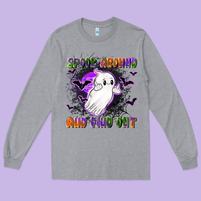 Spook Around And Find Out Long Sleeve Tee Designed By Lillyallendesigns