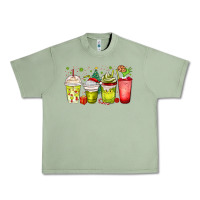 Oil Green Christmas characters coffee cups Urban Heavy Tee - MaliasSmallBusiness