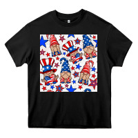 Black 4th of july patriotic gnome seamless pattern Heavy Core Tee - BundleAndBundleShop