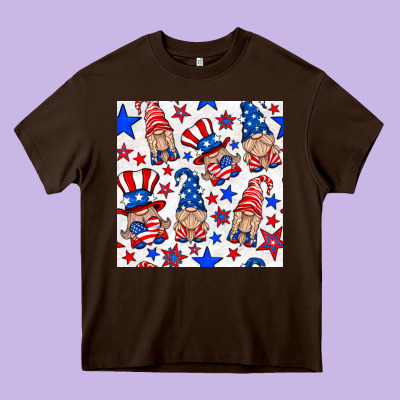 4th Of July Patriotic Gnome Seamless Pattern Heavy Core Tee Designed By Bundleandbundleshop