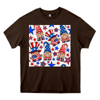Chocolate Brown 4th of july patriotic gnome seamless pattern Heavy Core Tee - BundleAndBundleShop