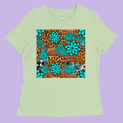 Leopard Gemstone Seamless Pattern Ladies Tee Designed By Bundleandbundleshop