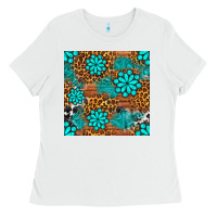 White leopard gemstone seamless pattern Ladies Tee - BundleAndBundleShop