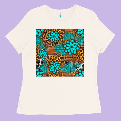 Leopard Gemstone Seamless Pattern Ladies Tee Designed By Bundleandbundleshop
