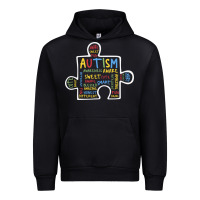 Black Autism Puzzle Piece Words Autistic Urban Hoodie - CowhideDigitalArt