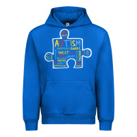 Cobalt Autism Puzzle Piece Words Autistic Urban Hoodie - CowhideDigitalArt