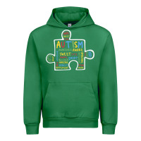 Emerald Autism Puzzle Piece Words Autistic Urban Hoodie - CowhideDigitalArt