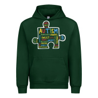 Forest Green Autism Puzzle Piece Words Autistic Urban Hoodie - CowhideDigitalArt
