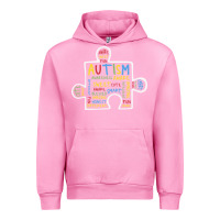 Fuchsia Pink Autism Puzzle Piece Words Autistic Urban Hoodie - CowhideDigitalArt