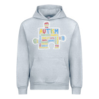 Heather Grey Autism Puzzle Piece Words Autistic Urban Hoodie - CowhideDigitalArt