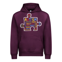 Mauve Wine Autism Puzzle Piece Words Autistic Urban Hoodie - CowhideDigitalArt