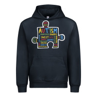 Navy Autism Puzzle Piece Words Autistic Urban Hoodie - CowhideDigitalArt