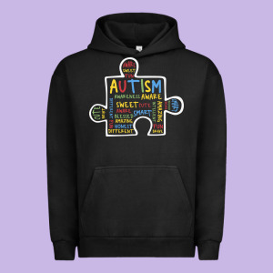 Autism Puzzle Piece Words Autistic Urban Hoodie Designed By Cowhidedigitalart