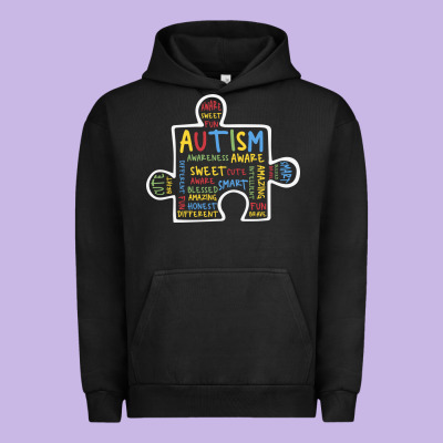 Autism Puzzle Piece Words Autistic Urban Hoodie Designed By Cowhidedigitalart