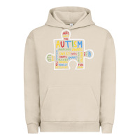 Pigment French Oak Autism Puzzle Piece Words Autistic Urban Hoodie - CowhideDigitalArt