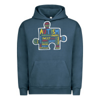 Pigment Midnight Navy Autism Puzzle Piece Words Autistic Urban Hoodie - CowhideDigitalArt