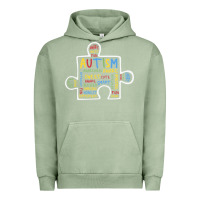 Pigment Oil Green Autism Puzzle Piece Words Autistic Urban Hoodie - CowhideDigitalArt