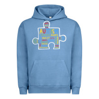 Pigment Pebble Blue Autism Puzzle Piece Words Autistic Urban Hoodie - CowhideDigitalArt