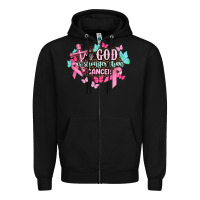 Black My god is stronger than Cancer Awareness Zipper Hoodie - HowdyJamesFarm