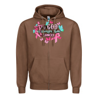 Chestnut My god is stronger than Cancer Awareness Zipper Hoodie - HowdyJamesFarm