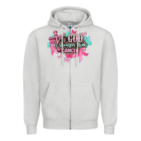 Dove Grey My god is stronger than Cancer Awareness Zipper Hoodie - HowdyJamesFarm