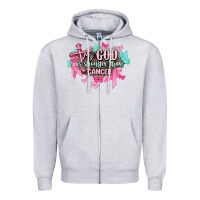 Heather Grey My god is stronger than Cancer Awareness Zipper Hoodie - HowdyJamesFarm