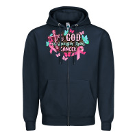 Navy My god is stronger than Cancer Awareness Zipper Hoodie - HowdyJamesFarm