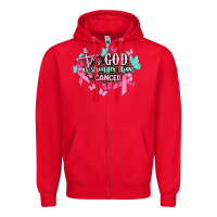 Red My god is stronger than Cancer Awareness Zipper Hoodie - HowdyJamesFarm