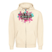 Sandshell My god is stronger than Cancer Awareness Zipper Hoodie - HowdyJamesFarm