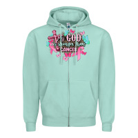 Seafoam My god is stronger than Cancer Awareness Zipper Hoodie - HowdyJamesFarm