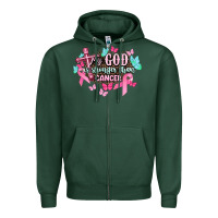 Sports Green My god is stronger than Cancer Awareness Zipper Hoodie - HowdyJamesFarm