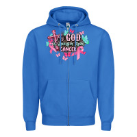 True Royal My god is stronger than Cancer Awareness Zipper Hoodie - HowdyJamesFarm