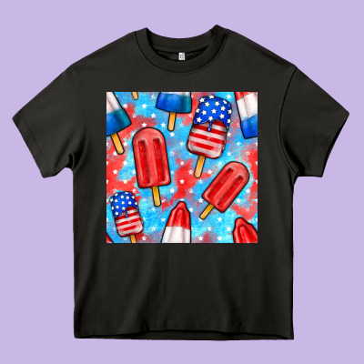 4th Of July Popsicle Seamless Pattern Heavy Core Tee Designed By Bundleandbundleshop