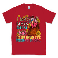 Red i may look calm but in my head i pecked you three Classic Tee - NancyCooperArtShop