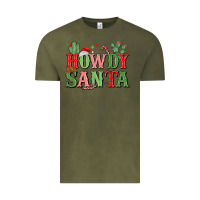 Vintage Olive howdy santa Vintage Tee - MaliasSmallBusiness
