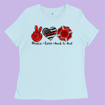 Peace Love Back To Red Ladies Tee Designed By Artiststas