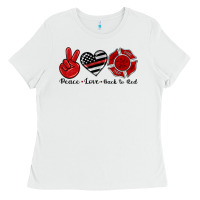 White peace love back to red Ladies Tee - Artiststas
