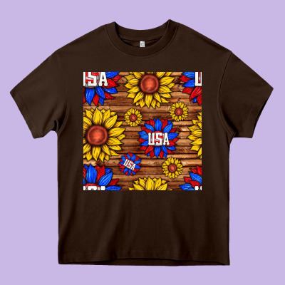 Usa Sunflower Seamless Pattern Heavy Core Tee Designed By Bundleandbundleshop
