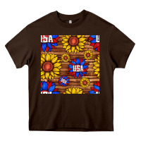 Chocolate Brown usa sunflower seamless pattern Heavy Core Tee - BundleAndBundleShop