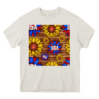 Cream usa sunflower seamless pattern Heavy Core Tee - BundleAndBundleShop