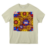 Mossy usa sunflower seamless pattern Heavy Core Tee - BundleAndBundleShop