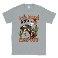 Heather Grey buck around and find out rodeo cowboy Classic Tee - MaliasSmallBusiness