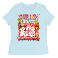 Baby Blue chillin  with my red snowmies Ladies Tee - AdoDesignShop