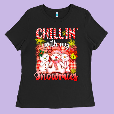 Chillin  With My Red Snowmies Ladies Tee Designed By Adodesignshop