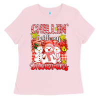 Bubblegum Pink chillin  with my red snowmies Ladies Tee - AdoDesignShop