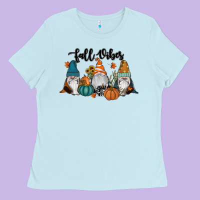 Fall Vibes Gnomes Ladies Tee Designed By Ranaportraitstore