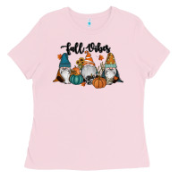 Bubblegum Pink Fall Vibes Gnomes Ladies Tee - RanaPortraitStore